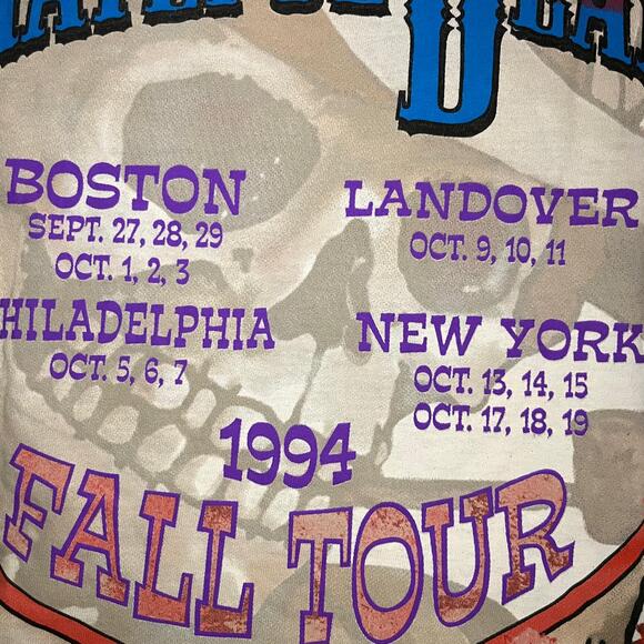 Grateful Dead 🍁 “1994 Fall Tour Skeleton Banjo” Long Sleeve Tee – Size XL - Picture 4 of 11